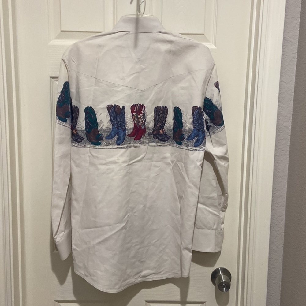 Vintage Cowboys Turtle mens shirt Boot  Tack print - Picture 3 of 4